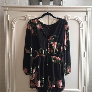 Black floral romper